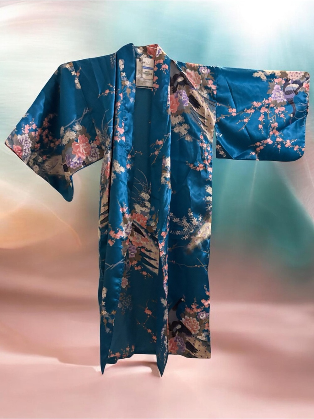 Kids Teal Floral Kimono Robe